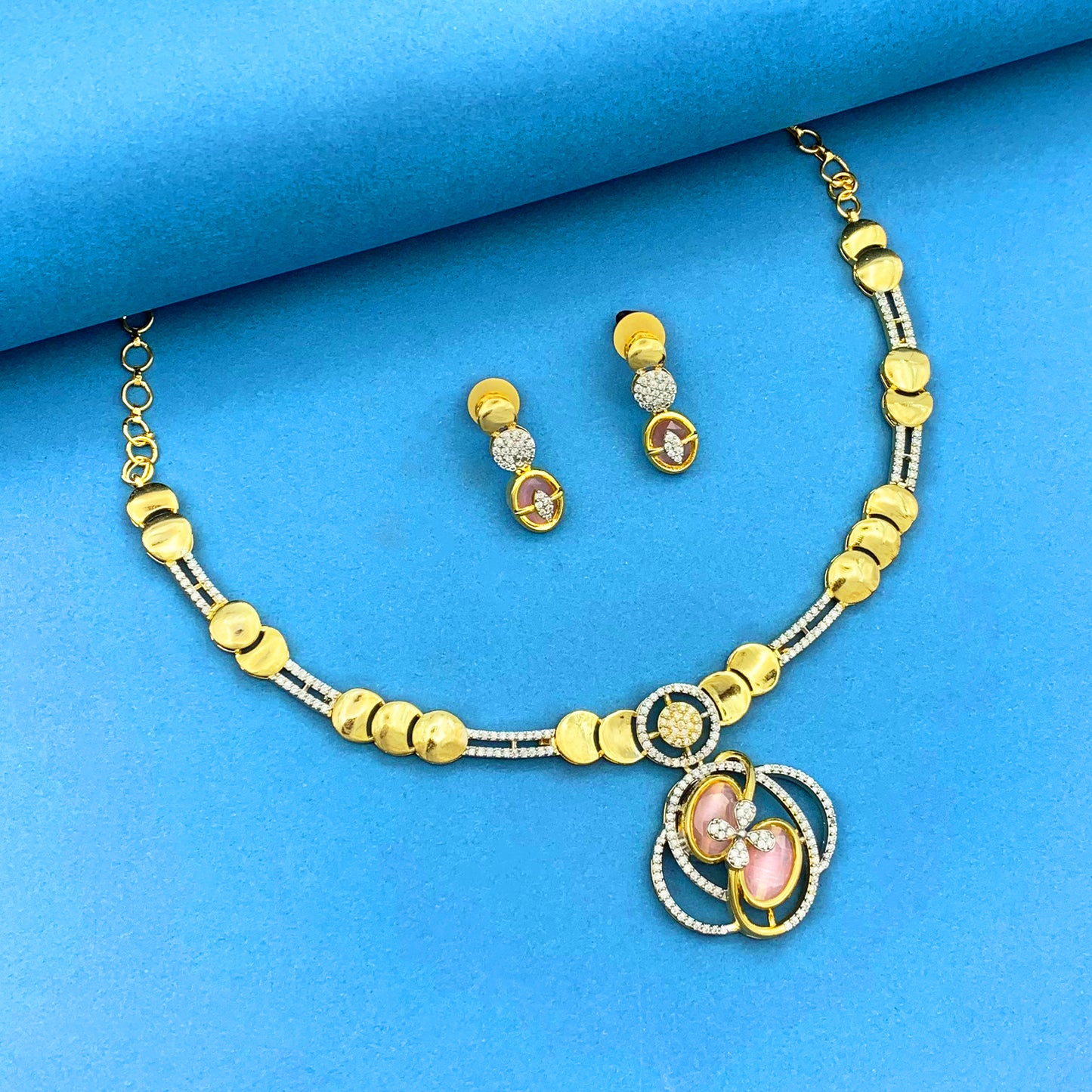 Lotus AD Studded Necklace Set