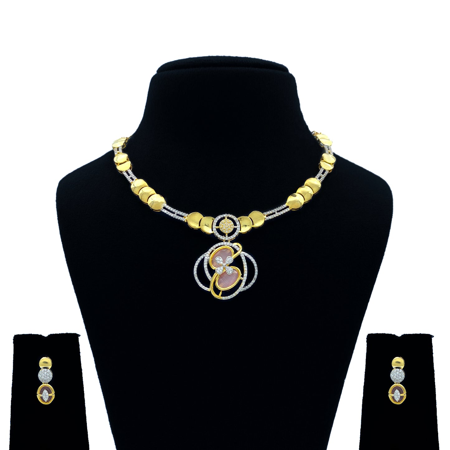 Lotus AD Studded Necklace Set