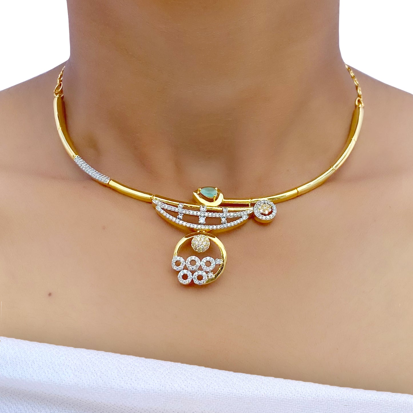 Rivaaz AD Studded Necklace Set