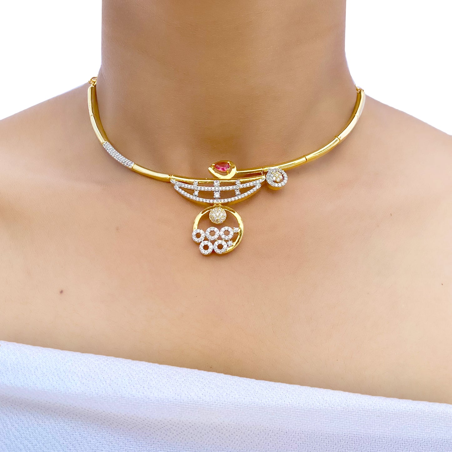 Rivaaz AD Studded Necklace Set