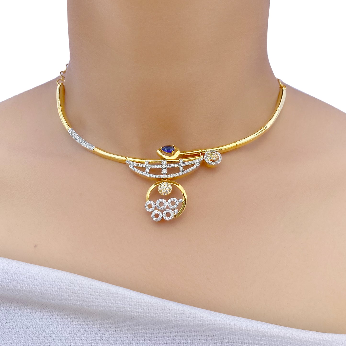 Rivaaz AD Studded Necklace Set