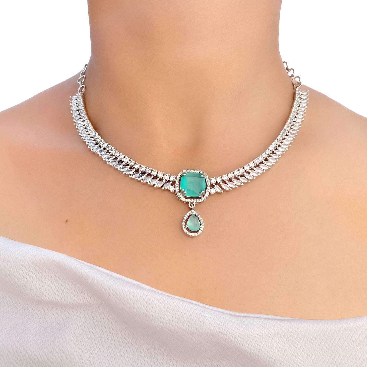 Gulab AD Studded Necklace Set