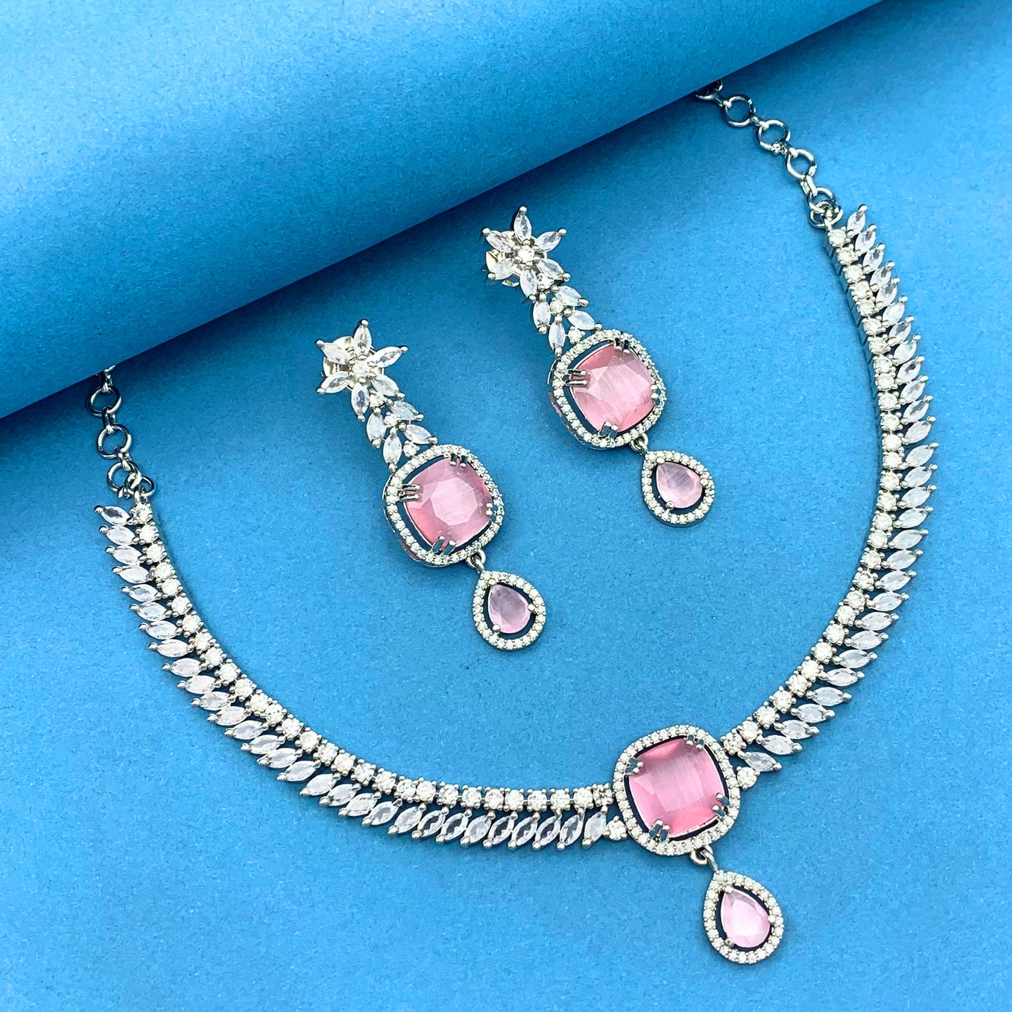 Gulab AD Studded Necklace Set