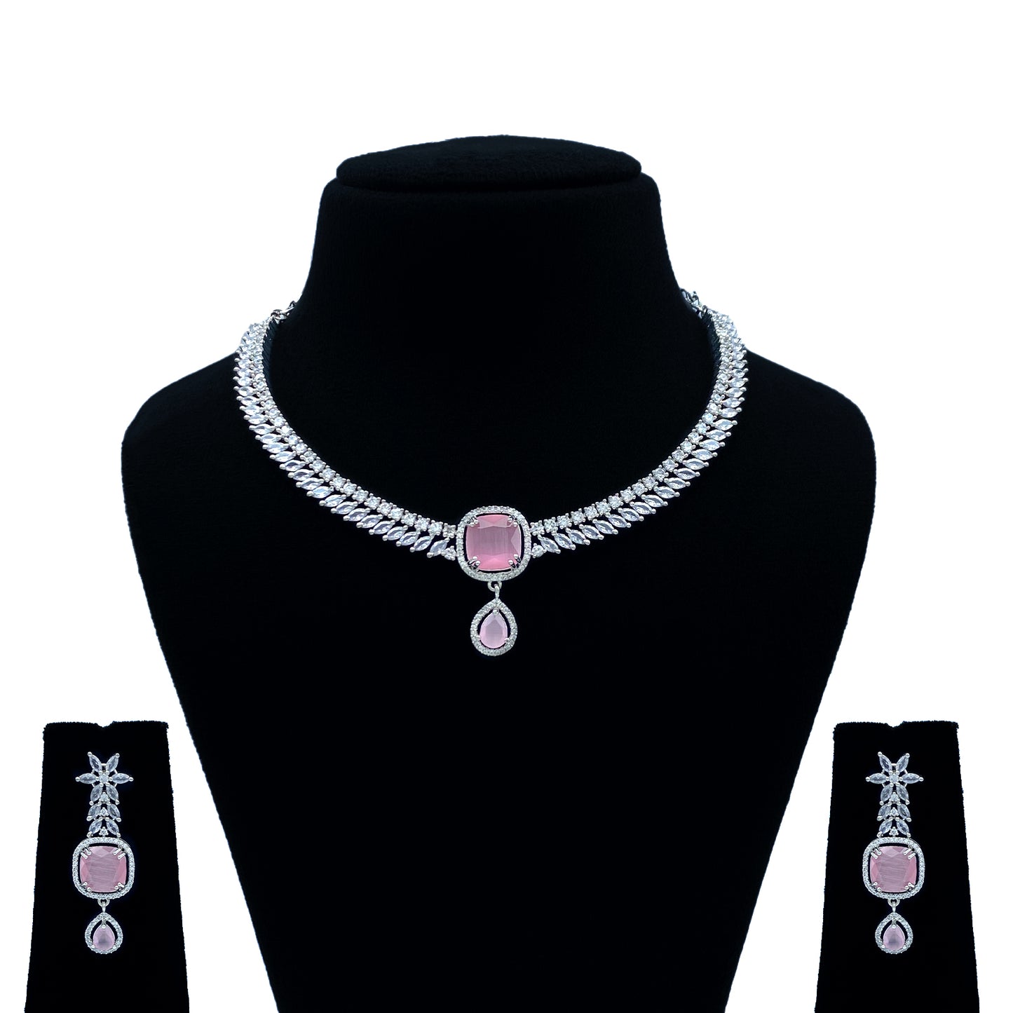 Gulab AD Studded Necklace Set