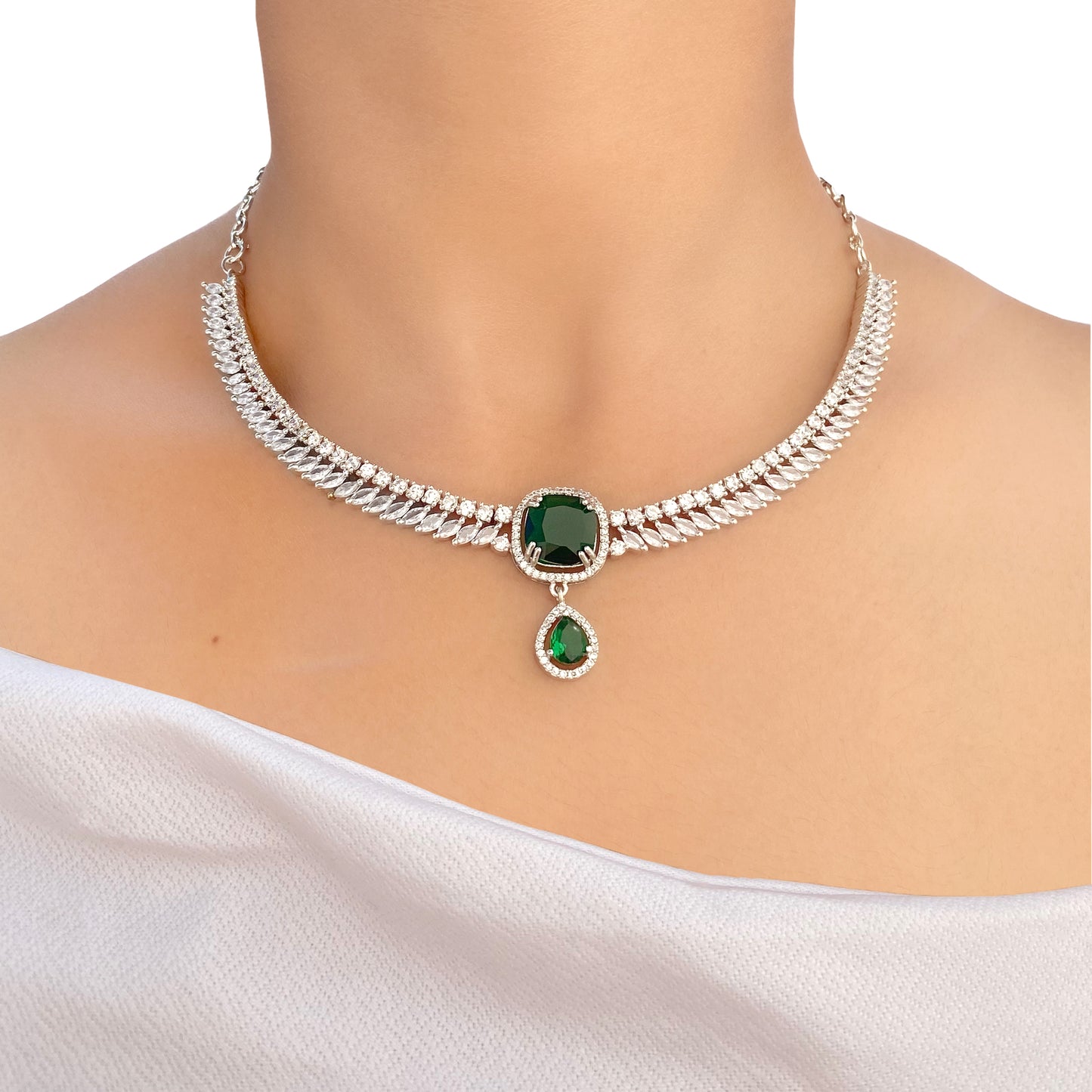 Gulab AD Studded Necklace Set