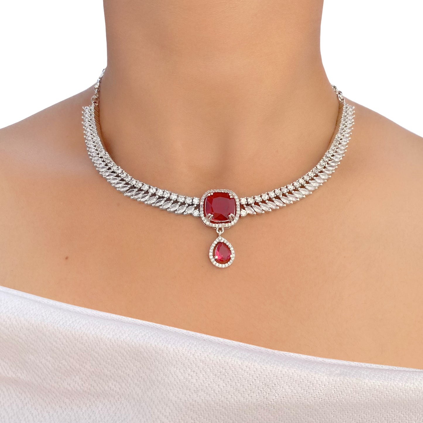 Gulab AD Studded Necklace Set