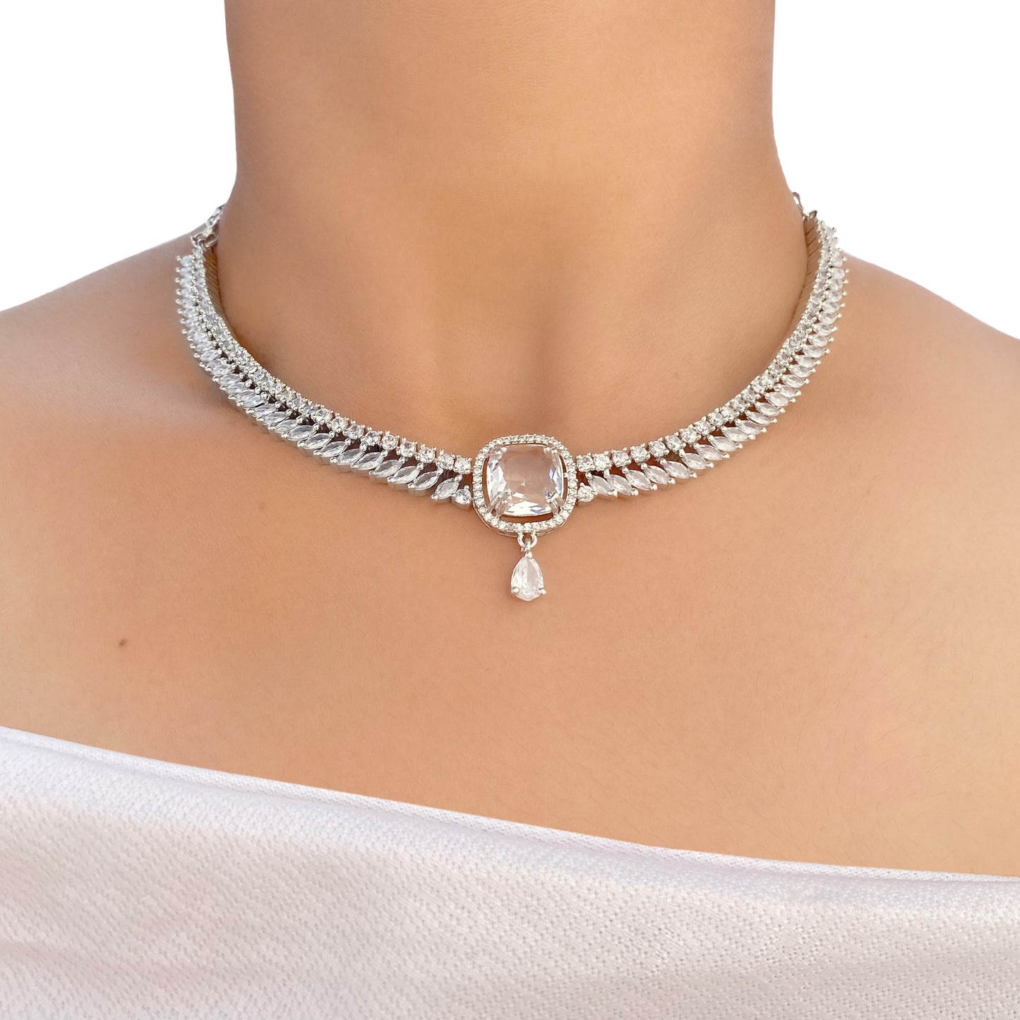 Gulab AD Studded Necklace Set