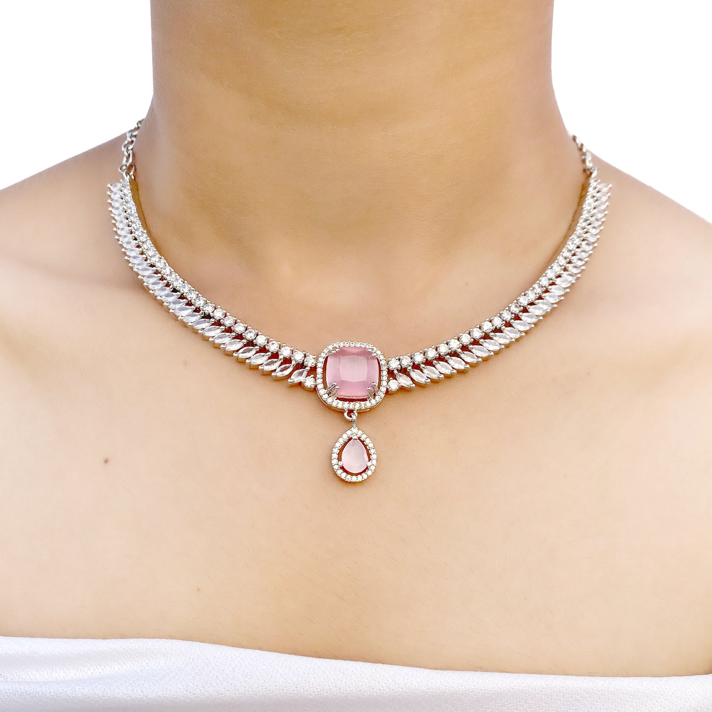 Gulab AD Studded Necklace Set