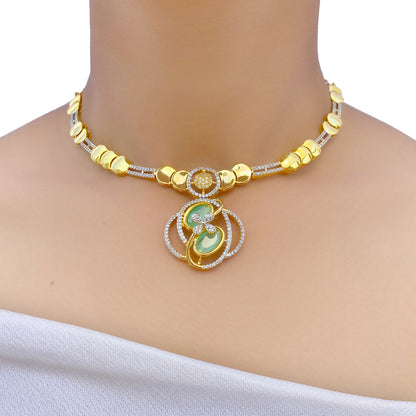 Lotus AD Studded Necklace Set