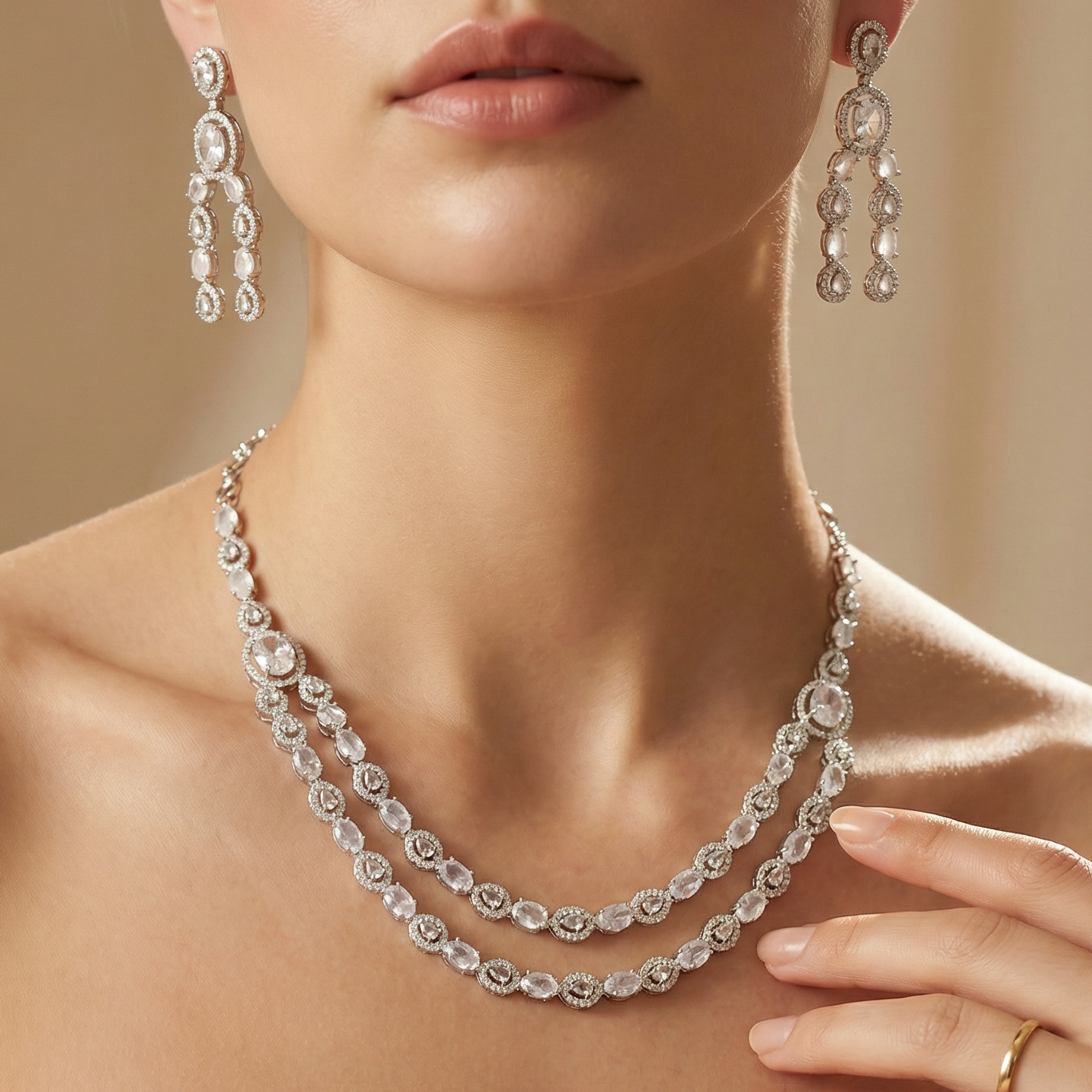 Pari AD Studded Necklace Set