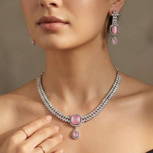 Gulab AD Studded Necklace Set