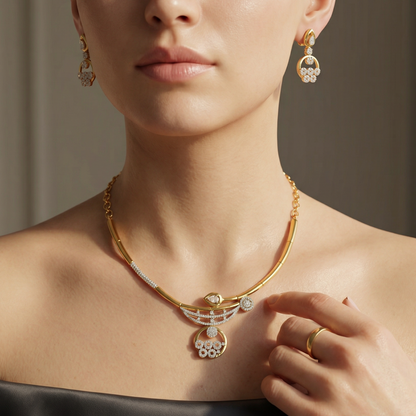 Rivaaz AD Studded Necklace Set